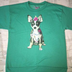 Girls Doggy Green Sweater Sweatshirt